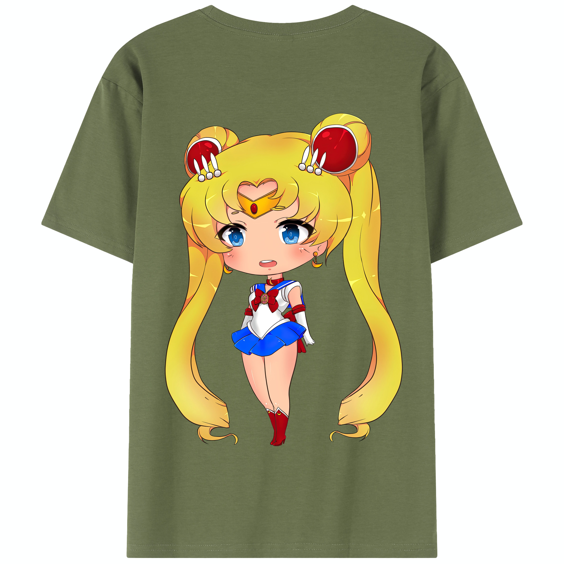 （画像用） 美少女戦士セーラームーン 月野 うさぎ つきの うさぎ Sailor Moon Tsukino Usagi 綿100％半袖Tシャツ（背面プリント）